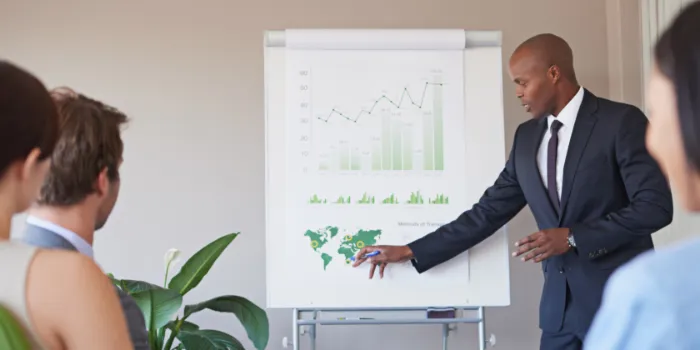 explaining sustainability footprint management benefits in a meeting