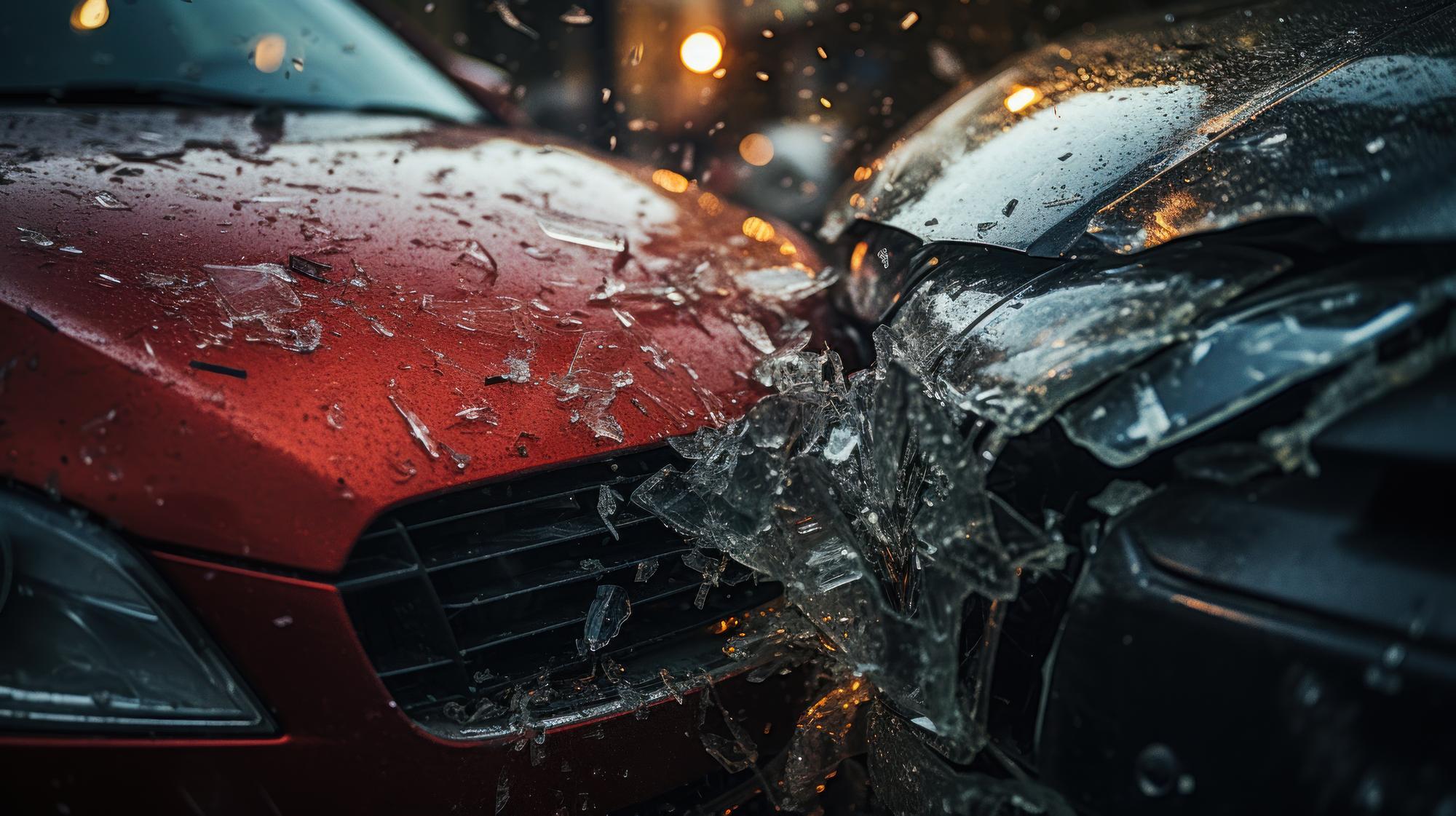 closeup view twocar collision
